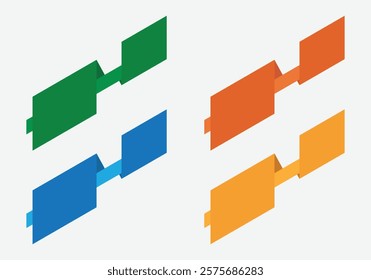 3D style vector shapes design 4 color variation fully editable layout
