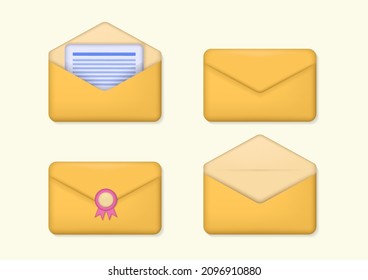 3d style yellow envelopes collection