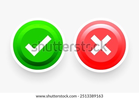 3d style yes and no check mark sign design vector