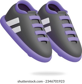 3D stylefootwear, sport equipment illustration, vector isolated.