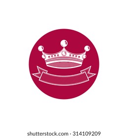 3d stylish monarch crown decorated with ribbon, royalty symbol. 