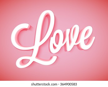 3D stylish text Love on glossy red background for Happy Valentine's Day celebration.