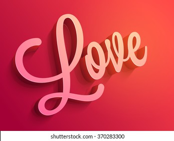 3D stylish text Love on glossy background for Happy Valentine's Day celebration.