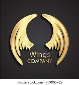 3d stylized golden wings symbol