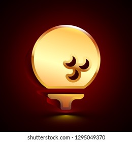 3D stylized Golf icon. Glossy golden vector icon. Isolated volumetric symbol illustration on dark background with shadow.