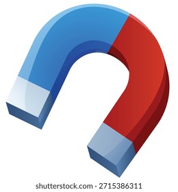 Ilustração de vetor de ímã de ferradura estilizada em 3D
Um ícone de vetor estilizado de alta qualidade de um clássico ímã de ferradura azul e vermelha. Com sombreamento suave e uma aparência 3D moderna, este recurso é ideal para materiais educacionais, gráficos com temas científicos ou elementos de interface do usuário de jogos