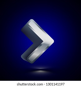 3D stylized More Than icon. Glossy silver vector icon. Isolated volumetric symbol illustration on dark background with shadow.
