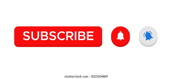 3d Subscribe Button Vector with Ringing Bell Icon