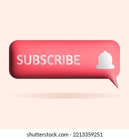 3D subscribe icon design. Social media marketing concept. Vector render illustration