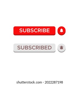 3D Subscribe And Subscribed Button Icon Vector