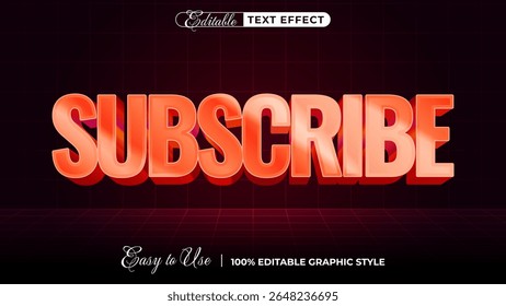 3d subscribe text style effect template editable text effect