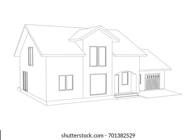 3D suburban house model