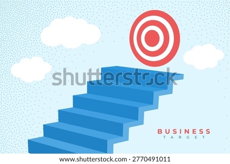 3d success staircase path towards bullseye business target concept background vector