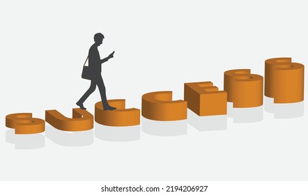 3d success text, people running to get the target. Competition, professional achievement concept.
