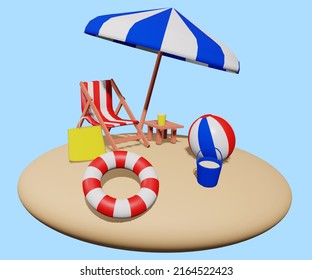 3d summer beach holiday render