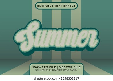3D Sommerurlaub bearbeitbarer Vektortexteffekt. Sommertypografie