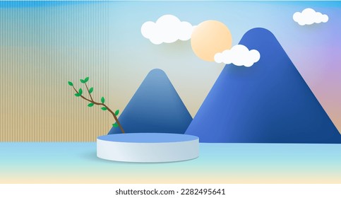3D summer landscape background for luxury products and advertisement concept