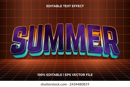 efecto de texto vectorial editable de estilo de logotipo de verano 3d
