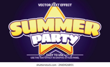 efecto de texto editable de fiesta de verano 3d