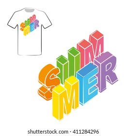 3d summer text design template. Elements are layered separately in vector file.