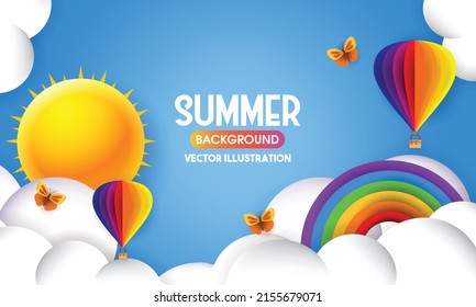 3d Fondo vectorial de verano, diseño de fondo colorido.