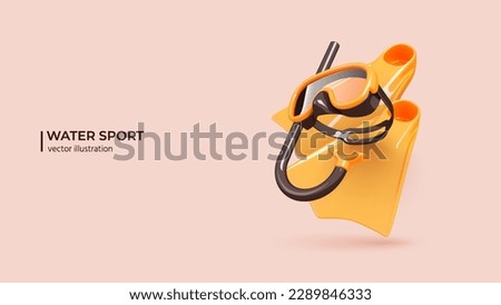 Similar – Image, Stock Photo An adventurous snorkeler in a wetsuit is half-submerged in crystal clear waters, with sunlight dancing across the sandy bottom