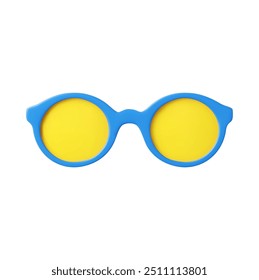 3d sunglasses icon. blue sunglasses with yellow lens optic for summer beach, tourism, travel, vacation, holiday concept. 3d rendering. Vector illustration