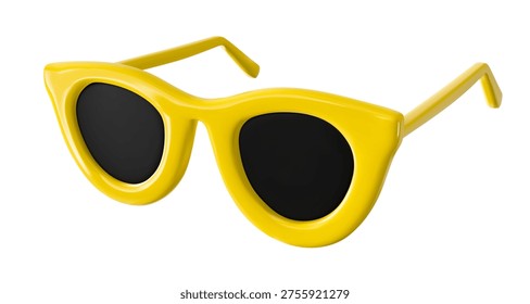 3d sunglasses icon yelloow plastic render vector illustration