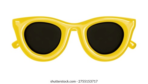 3d sunglasses icon yellow plastic render vector illustration