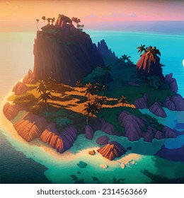 3 d al atardecer fondo de pantalla de diseño de isla de playa limpia