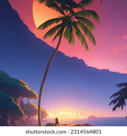 3 quinquies al atardecer del elegante tapiz de diseño de la isla de la playa
