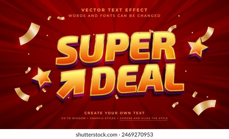 3D Super Deal Text Effect Template, Editable Vector Graphic Style