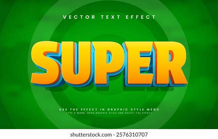 3d Super green editable vector text effect, suitable for poster, banner, or promotion product title