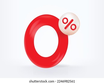 3d super zero with Percentage. For business promotion sales and Discount online purchases. Tag label, banner with super zero 0% discount. 3d rendering.