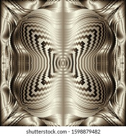 3d surface abstract wavy lines vector seamless pattern. Ornamental drapery textured gold background. Luxury repeat patterned backdrop. Modern creative ornaments. Silk 3d wallpaper. Tile. Ornate design
