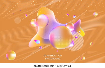 3D surround shades decorative balls abstract vector illustration pearls trendy color music brown