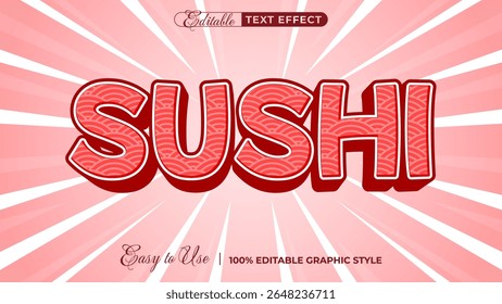 3d sushi text style effect template editable text effect