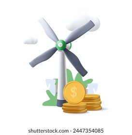 3D sustainability illustration. Presenting ways to reduce CO2 emission footprint through carbon offset, credit and forest conservation. Low carbon concept. Vector illustration 3D