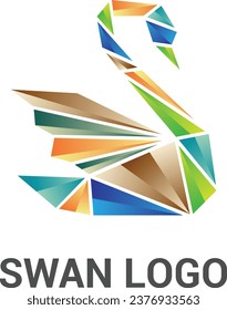 3D swan logo design vector file download