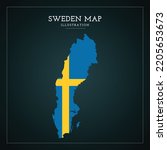 3D Sweden flag map vector Illustration

