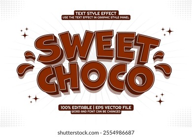 3d Sweet Choco Cartoon Editable Text Effect