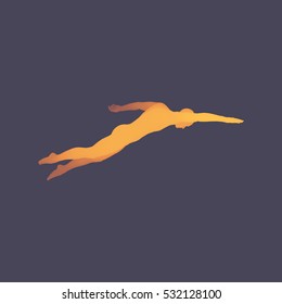 Homem de Natação 3D. Imagem vetorial de um nadador. Corpo Humano. Símbolo do Esporte. Elemento de Design.