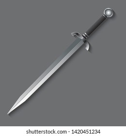 3D Sword. Vector illustration isolated on  background.