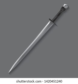 3D Sword. Vector illustration isolated on  background.
