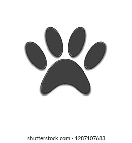 3d symbol of animal paw print isolated on a white background