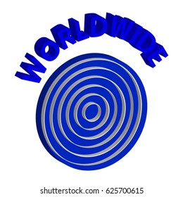 3D symbol of blue world on white background. Vector illustration.