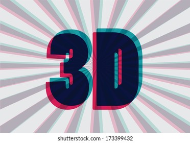 3D symbol with chromatic aberration, vector illustration