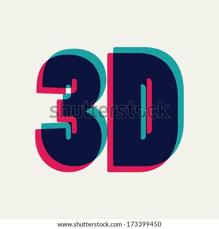 3D symbol with chromatic aberration, vector illustration