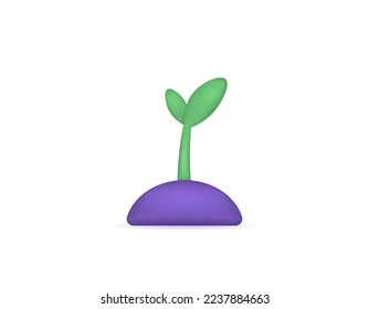 3 d símbolo o icono de semilla o planta, brote, semillas. ilustración de una planta joven. 3 d y diseño conceptual realista. elementos vectoriales