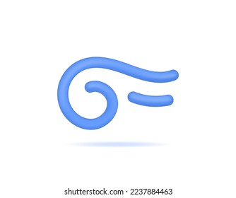3d symbol or icon of wind gust, water, airflow. 3d and realistic concept design. vector elements